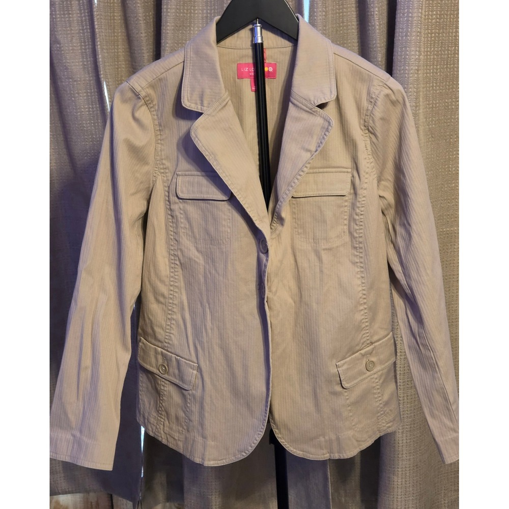 Liz Lange Maternity Button Front Blazer Women's Size Small Tan Button Pockets